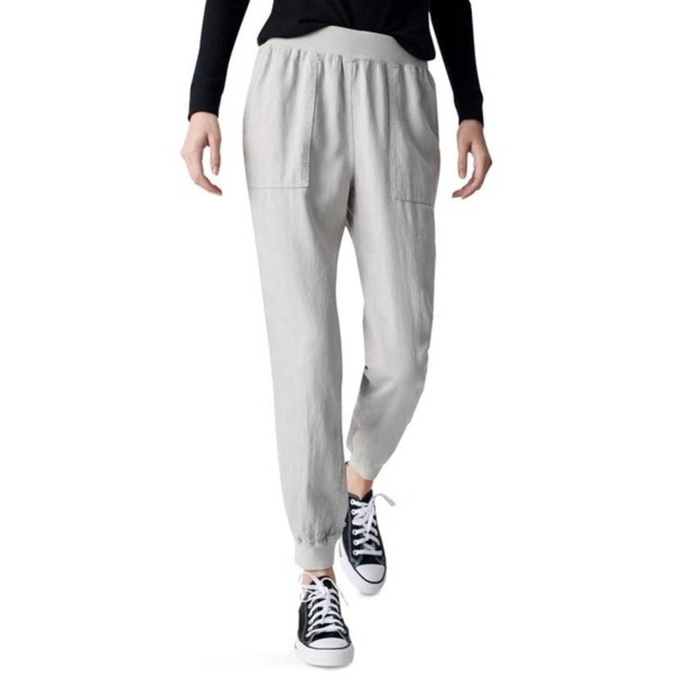 FAHERTY Arlie Day Pant Womens Gray Linen Blend Jogger Casual Beach Large